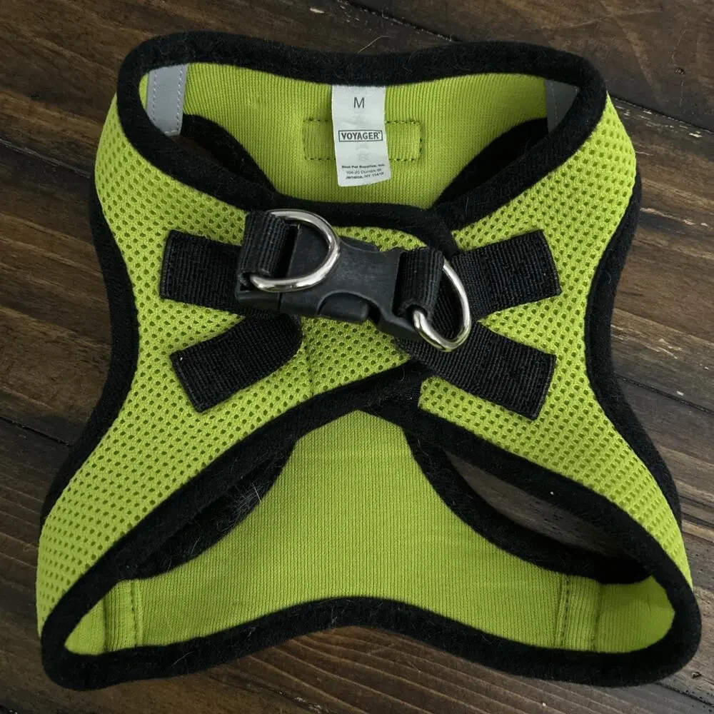 Voyager Dog Harness Padded Vest Medium Reflective No Pull Step-in Mesh Green